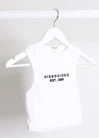 Эксклюзивная белая короткая майка в рубчик Missguided Petite-Белый