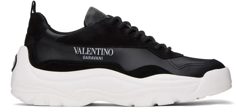 Черные кроссовки Gumboy из телячьей кожи Valentino Garavani, цвет Nero/Bianco