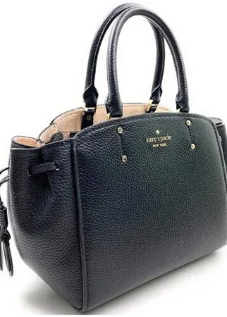 Женская кожаная сумка Kate Spade Black Tegan Medium Satchel Bag Crossbody