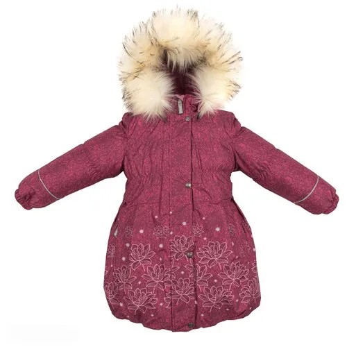 Пальто для девочек ESTELLA K19434-2610, Kerry, Размер 110, Цвет 2610-малиновый с принтом