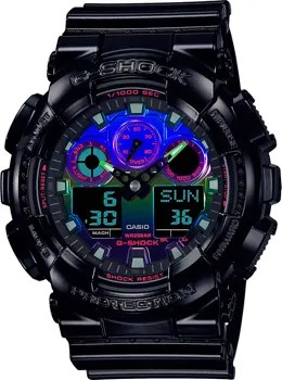 Японские наручные  мужские часы Casio GA-100RGB-1A. Коллекция G-Shock