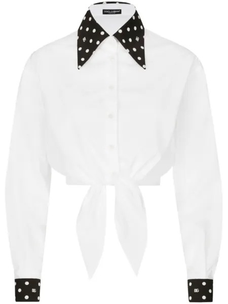 Dolce & Gabbana укороченная рубашка в горох, белый