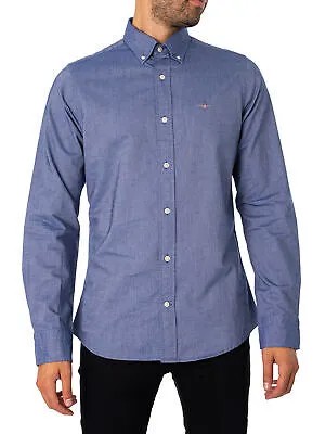 Мужская оксфордская рубашка приталенного кроя GANT, синяя