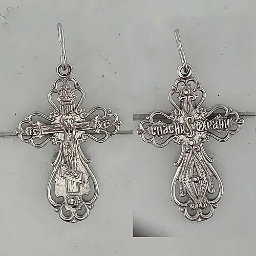 Крестик Эстет, серебро, 925 проба, серебристый