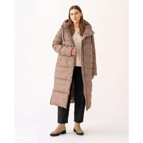 Куртка  Modress зимняя, силуэт прямой, капюшон, карманы, размер 58, коричневый