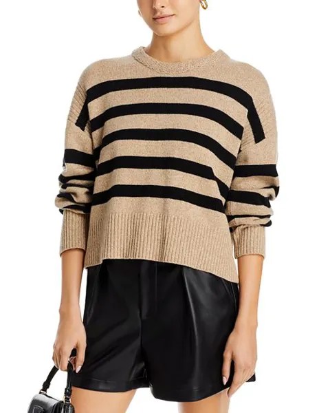 Свитер с круглым вырезом в полоску Farah Derek Lam 10 Crosby, цвет Tan/Beige