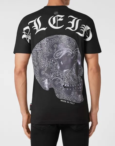 Футболка с круглым вырезом SS Пейсли Череп Philipp Plein, цвет Black / White