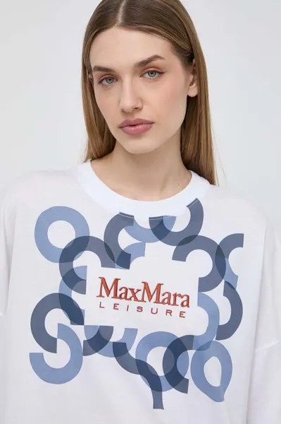 Хлопковая футболка Max Mara Leisure, белый