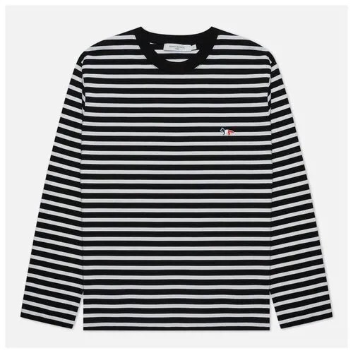 Мужской лонгслив Maison Kitsune Tricolor Fox Patch Classic Marin чёрный , Размер XS