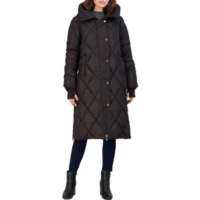 Женское стеганое длинное зимнее пуховое пальто с капюшоном Via Spiga
