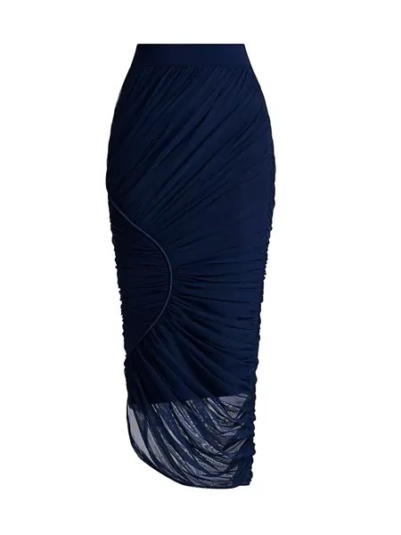 Сетчатая юбка-карандаш со сборками Hervé Léger, синий