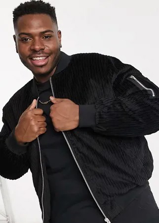Черный вельветовый бомбер в рубчик в стиле oversized с карманом MA1 ASOS DESIGN Plus-Черный цвет