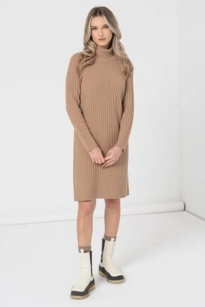 Платье-Пуловер из шерсти и поло United Colors Of Benetton, коричневый