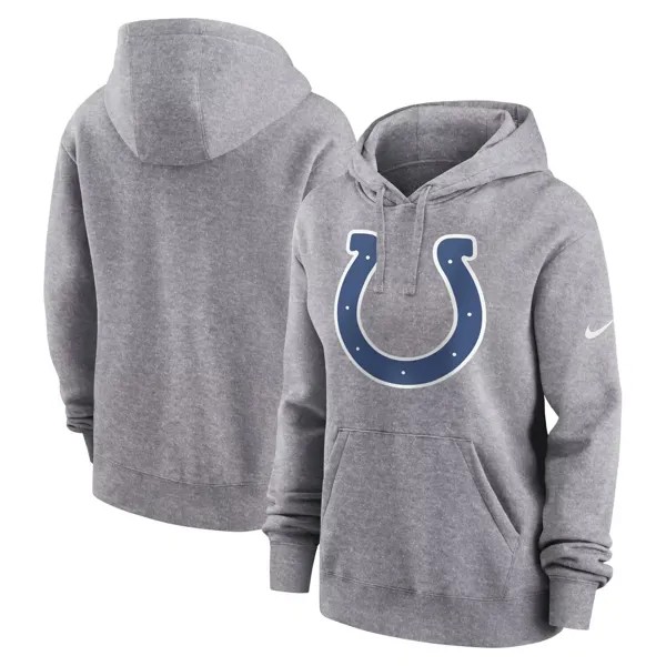 Женский флисовый пуловер с капюшоном Nike Heather Grey Indianapolis Colts Team Logo Club Nike