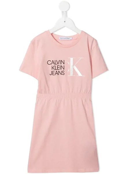 Calvin Klein Kids платье с эластичным поясом и логотипом