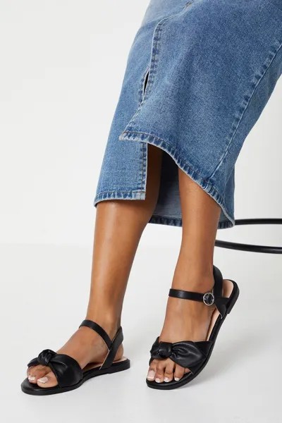 Широкие сандалии на плоской подошве Freya с бантом Dorothy Perkins, черный
