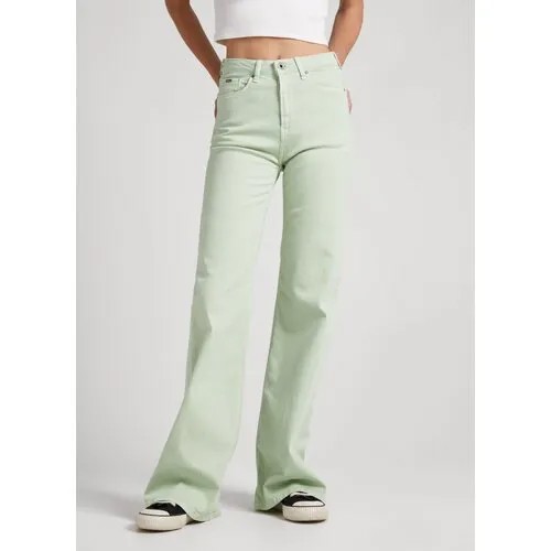 Брюки клеш Pepe Jeans, размер 28/32, зеленый