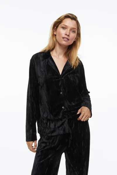 Велюровая ночная рубашка H&M, черный
