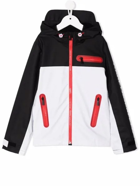 Karl Lagerfeld Kids куртка в стиле колор-блок с капюшоном