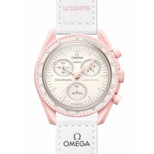 Наручные часы swatch Наручные часы Omega x Swatch Mission to Venus (SO33P100), оригинал, розовый, белый, розовый, белый