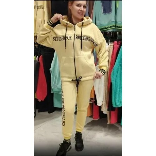 Костюм , олимпийка и брюки, повседневный стиль, размер 54, желтый
