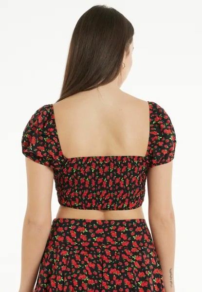 Блузка Tezenis, черная с пряными розами Nero Stampa