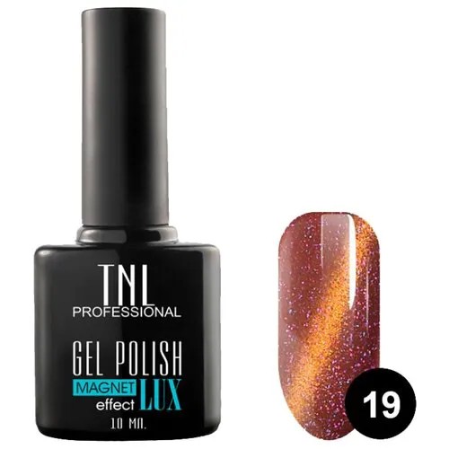 Гель-лак TNL Professional Magnet effect LUX, 10 мл, оттенок №19 - темно-коралловый с блестками