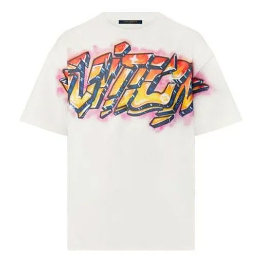 Футболка Men's LOUIS VUITTON SS22 Logo Graffiti Short Sleeve White, белый