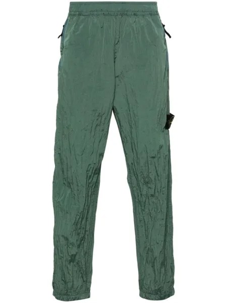 Stone Island зауженные спортивные брюки с эффектом металлик, зеленый