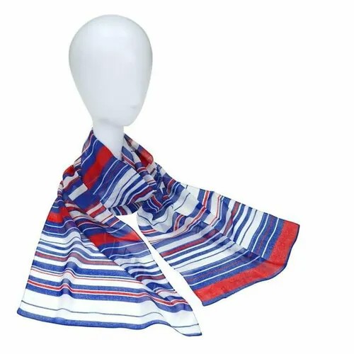 Шарф Roby Foulards,140х30 см, белый, синий