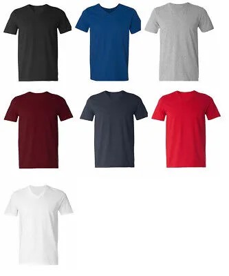 Мужская футболка из 100% хлопка с коротким рукавом и V-образным вырезом, большие размеры 2XL-6XL