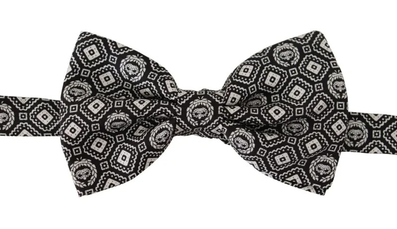 Галстук-бабочка DOLCE - GABBANA Черный, белый, 100% шелк, папийон с регулируемым воротником. Рекомендуемая розничная цена: 300 долларов США.