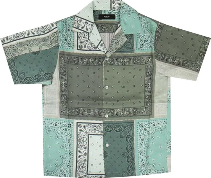 Рубашка Amiri Reconstructed Bandana Button Down Shirt 'Green', зеленый