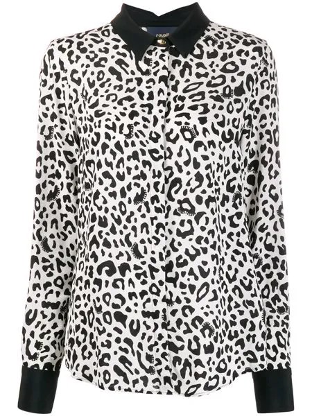 Cavalli Class рубашка свободного кроя с леопардовым принтом