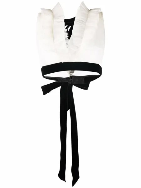 Saint Laurent укороченная блузка без рукавов с оборками