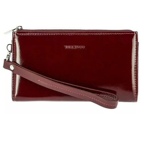 Портмоне Versado VD032 bordo, натуральная кожа, на молнии, отделения для карт и монет, бордовый