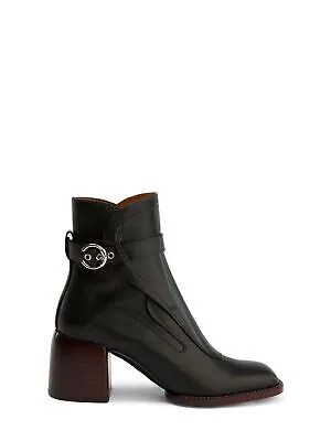 CHLOE Женские черные многослойные кожаные ботинки Gaile с квадратным носком с отстрочкой 39.5