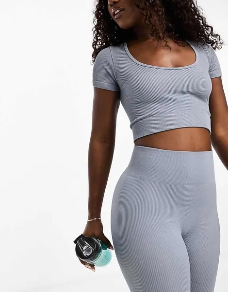 Серая бесшовная футболка в рубчик HIIT – Essential