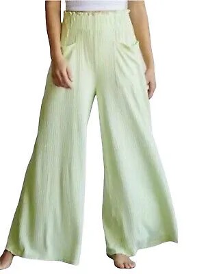 Длинные широкие брюки в рубчик Free People Movement Bliss Out, салатовый размер XS NWT