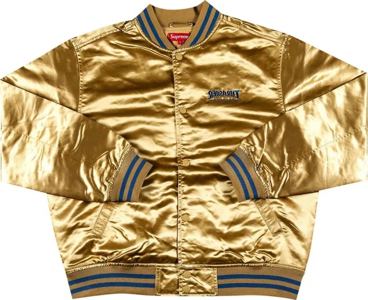 Куртка Supreme x Thrasher Satin Varsity Jacket 'Gold', золотой