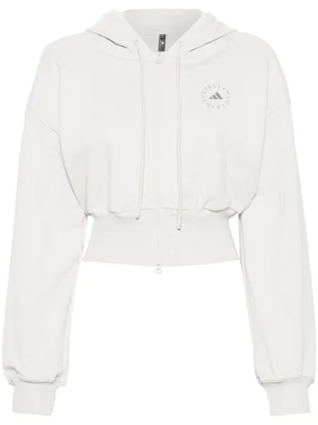 Adidas by Stella McCartney укороченное худи с логотипом, серый