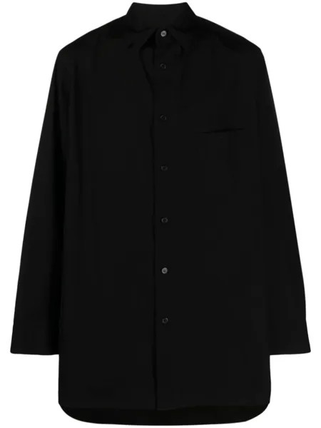 Yohji Yamamoto рубашка с косым воротником и длинными рукавами, черный