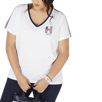 Женская белая футболка для бега для фитнеса Tommy Hilfiger Sport Top Plus 1X BHFO 8394