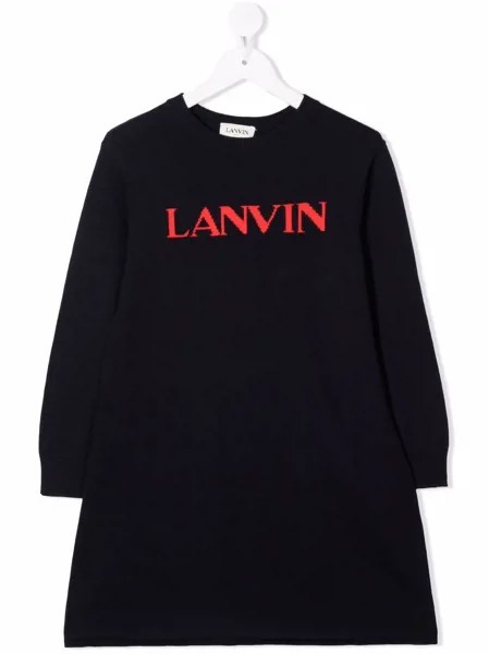 LANVIN Enfant платье с длинными рукавами и логотипом