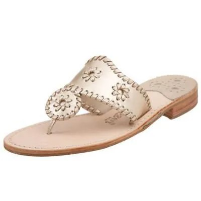 Женские сандалии Jack Rogers Hamptons Gold Thong Sandals, размер 6,5, средний (B,M) BHFO 0698