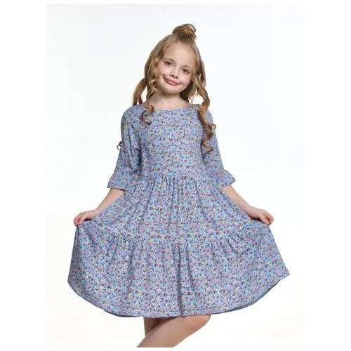 Платье Mini Maxi, вискоза, флористический принт, размер 122, серый