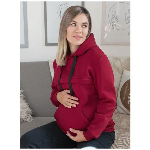 Yula mama Свитшот утепл. Yula mama Jill warm бордовый для беременных и кормящих (S)