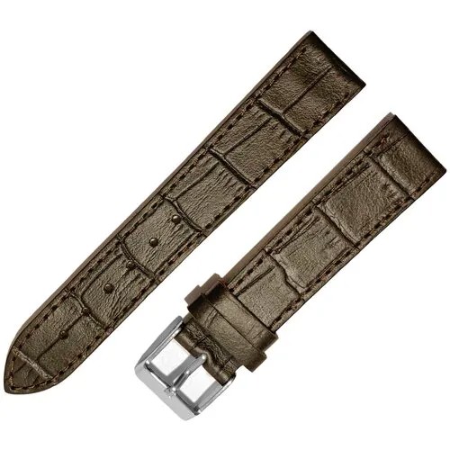 Ремешок 1802-01-1-2 Kroko Коричневый кожаный ремень 18 мм для часов наручных из кожи натуральной мужской женский тонкий