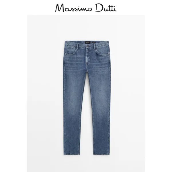 Джинсы зауженные мужские Massimo Dutti 2024, индиго