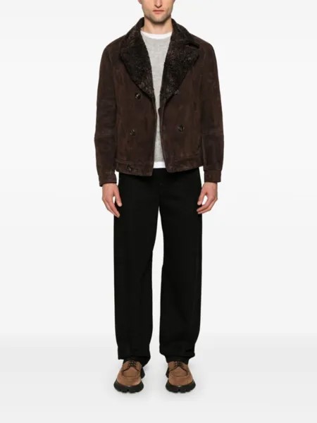 Brunello Cucinelli двубортная дубленка, коричневый